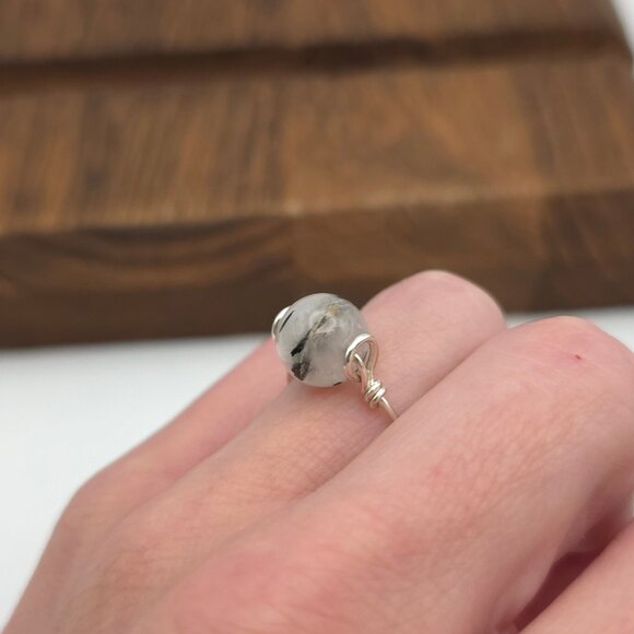 Size 6 Sterling Silver Handmade Spinning Rutilated Quartz Ring A399 - Picture 2 of 6